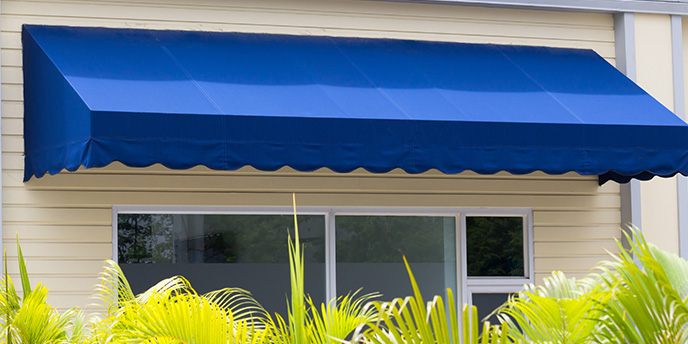 Blue Exterior Awning Over House Window