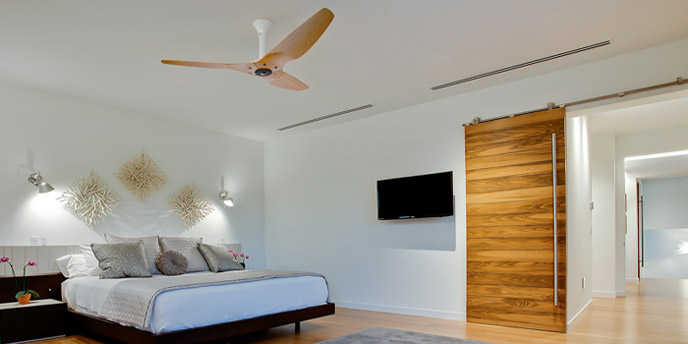 Haiku Ceiling Fan in Bedroom Helping to Keep House Cool Without AC